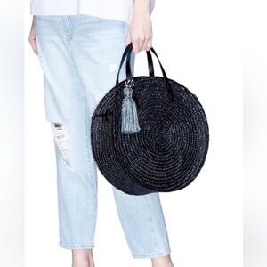 Rebecca Minkoff Woven Black Straw Circle Tote